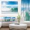 Designart - White and Blue Waves under Sun - Seascape Canvas Art Print